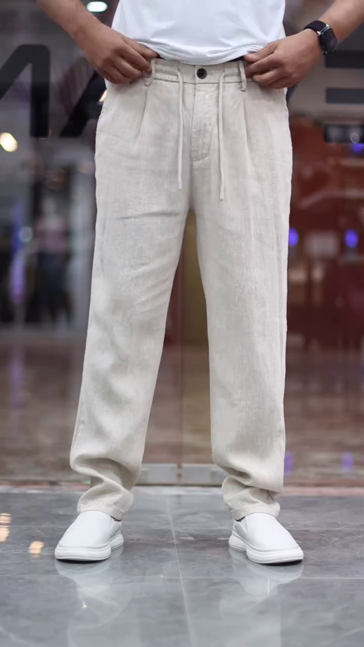 Men Linen Mid-Rise Slim Fit Chinos Trousers