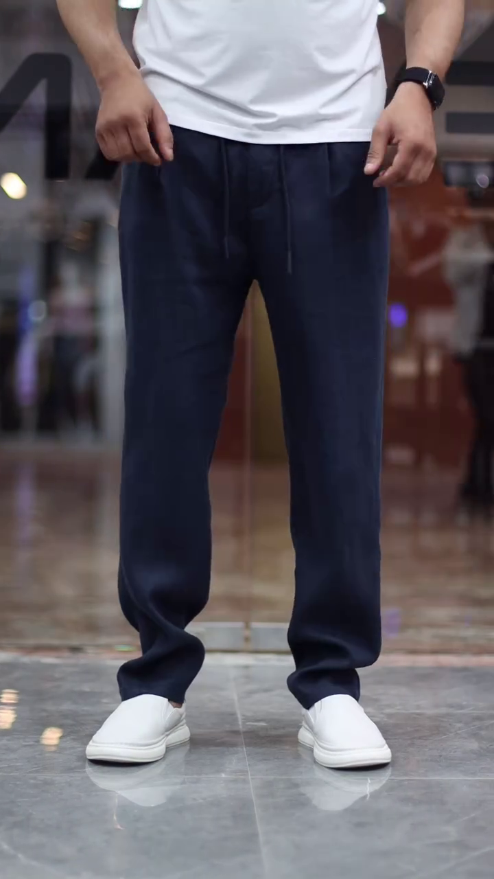 Men Linen Mid-Rise Slim Fit Chinos Trousers - Image 6