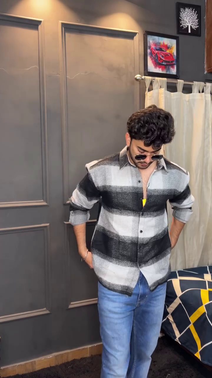 Men Buffalo Checked Spread Collar Casual Shirt - Image 3