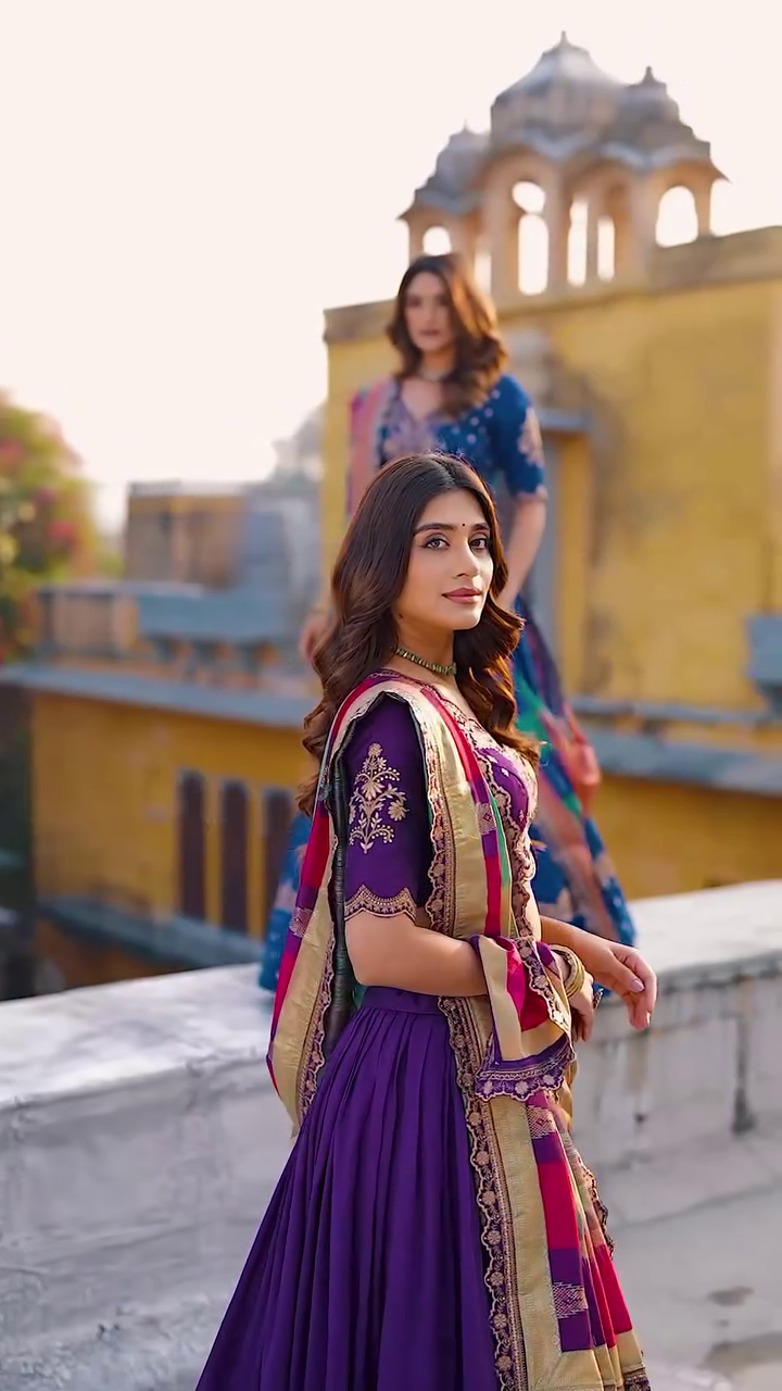 Embroidered Semi-Stitched Lehenga & Blouse With Dupatta - Image 2