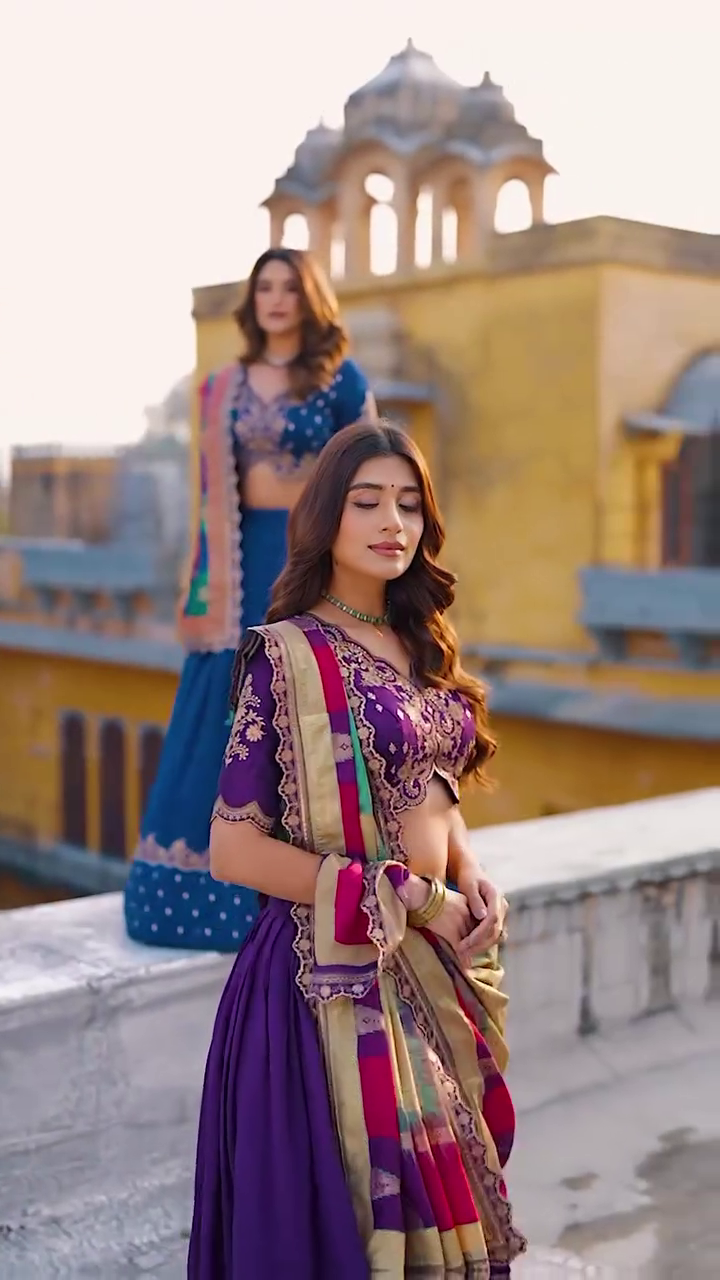 Embroidered Semi-Stitched Lehenga & Blouse With Dupatta - Image 20
