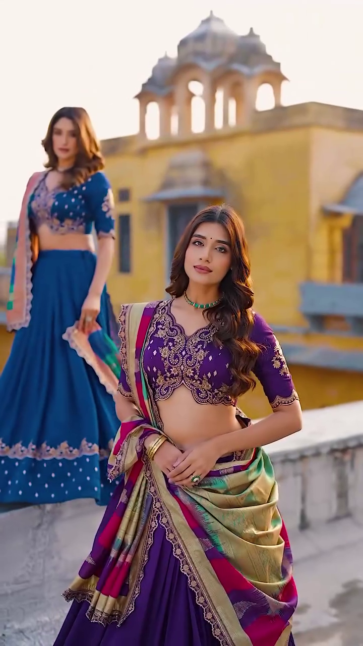 Embroidered Semi-Stitched Lehenga & Blouse With Dupatta - Image 16
