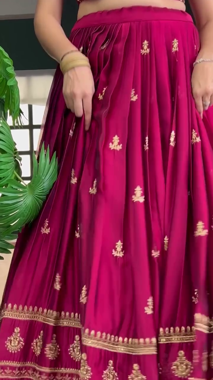 Embroidered Semi Stitched Lehenga Choli (Pink) - Image 7