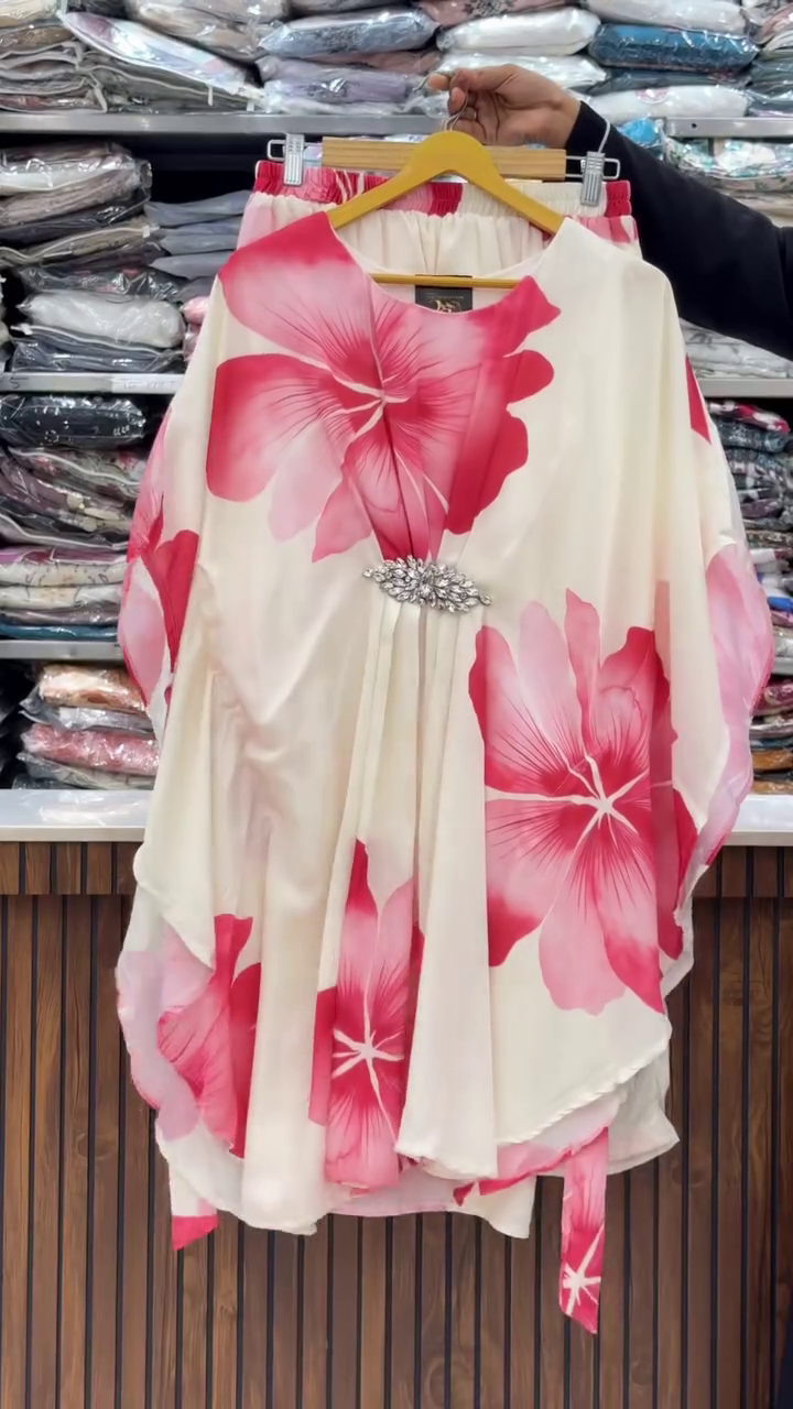 Stylish White Blue Floral Kaftan - Image 8