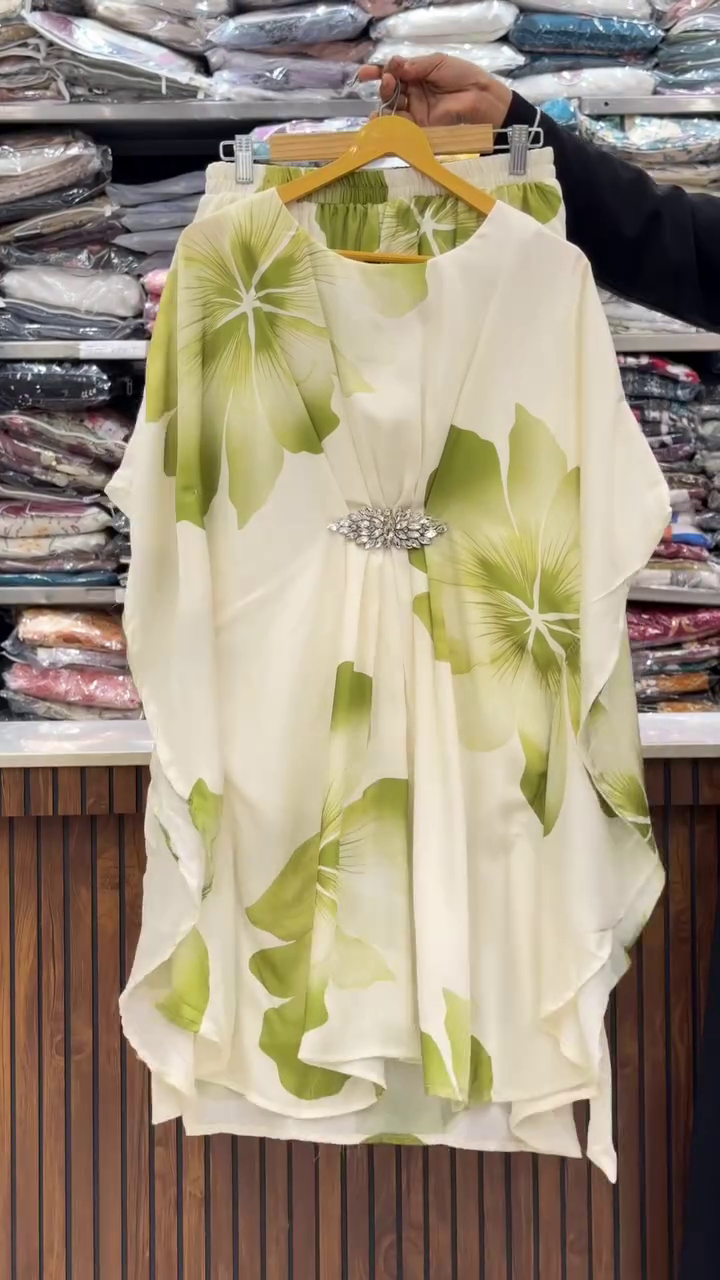 Stylish White Blue Floral Kaftan - Image 6