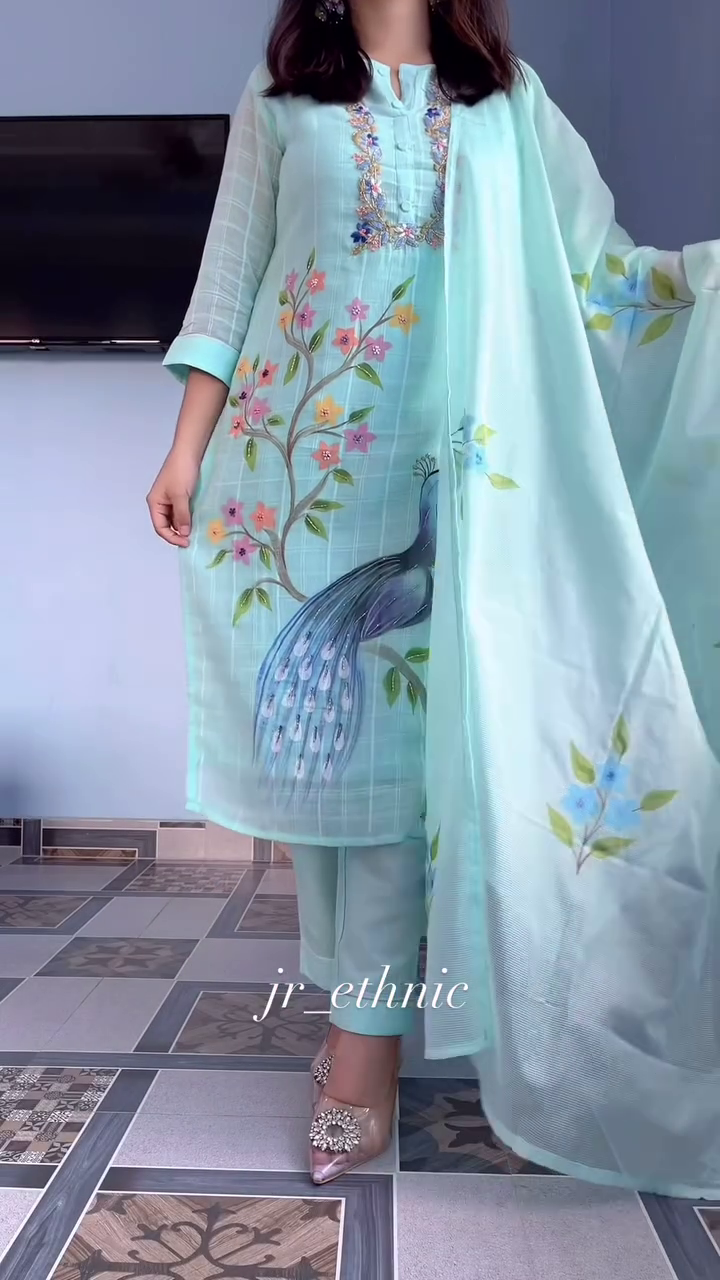 Women Cotton Rayon Kurta Pant Dupatta Set