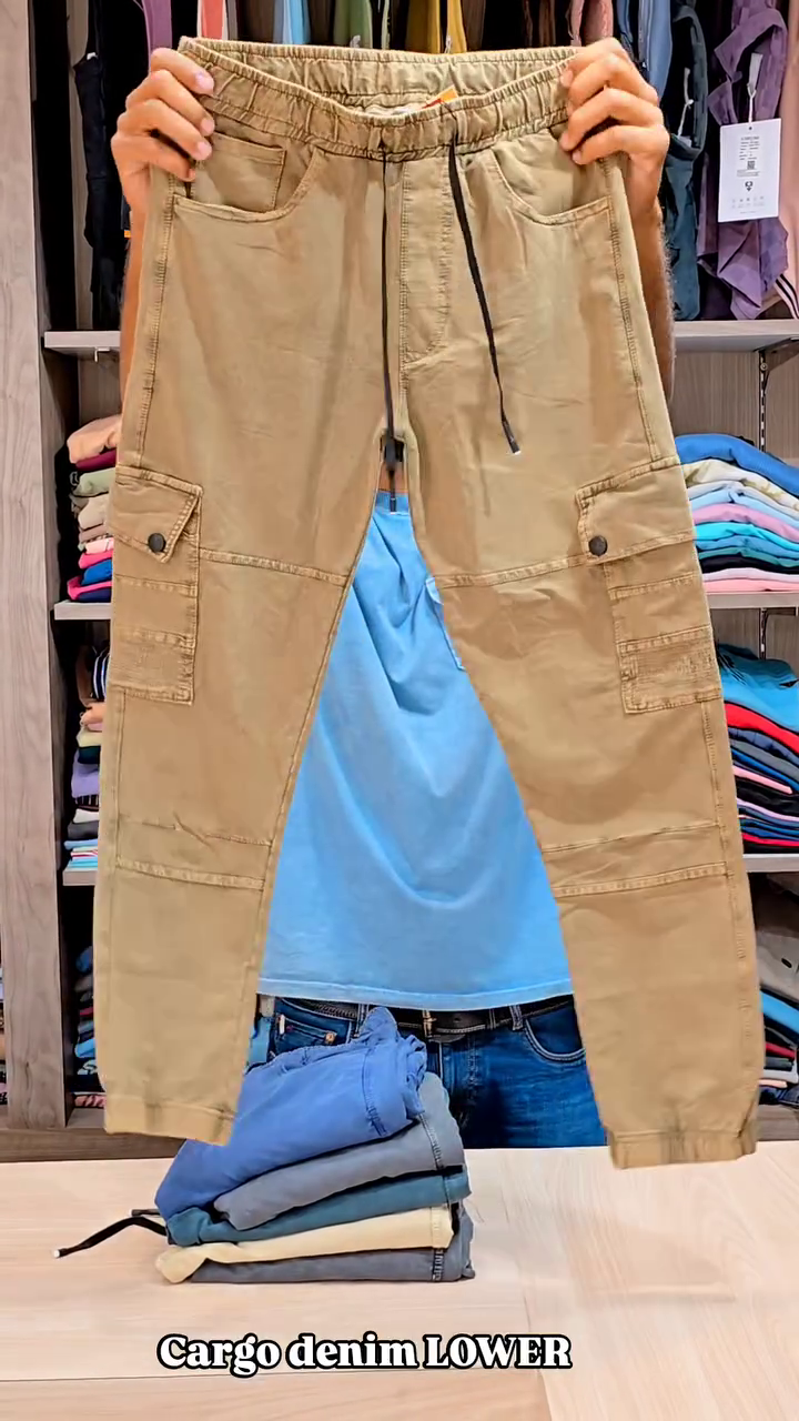 Krystle Men's Cargo Lower Pants - Stylish & Comfortable | Multiple Pockets | Durable Fabric for Everyday Wear (Khaki Multisize)