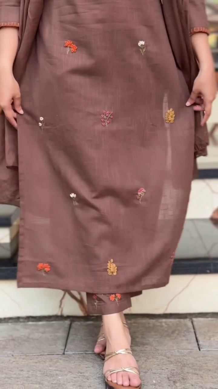 Women’s Pure Fine Cotton Embroidered Kurti Pant Dupatta Set - Image 8