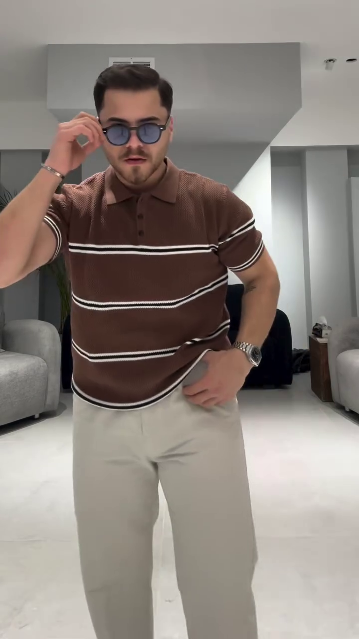 Men's 100% Cotton Regular Fit Striped Half Sleeve Polo T Shirts Plus - Image 5