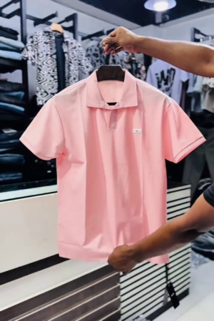 Men Solid Polo Collar Cotton T-shirt