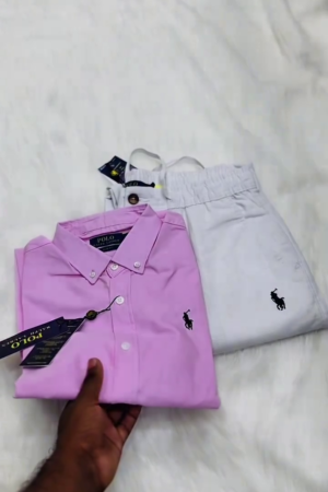 Men Button-Down Collar Solid Cotton Formal Shirt