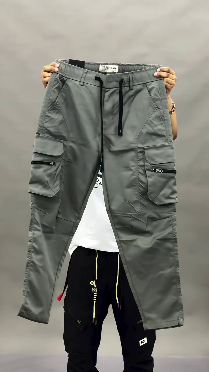 Men Beige Cargos Trousers - Image 5